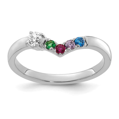 14k WG 4 Birthstone with Diamond with Mother's Ring Mounting