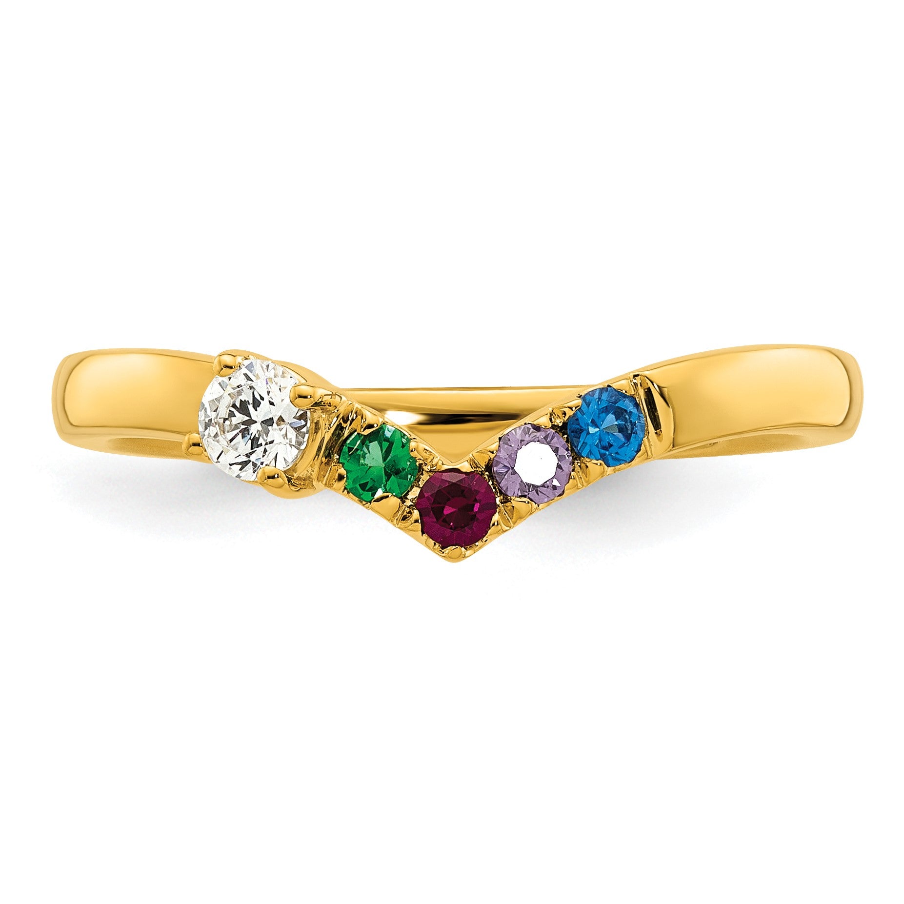 14k 4 Birthstone with Diamond  Mother's Ring Mounting
