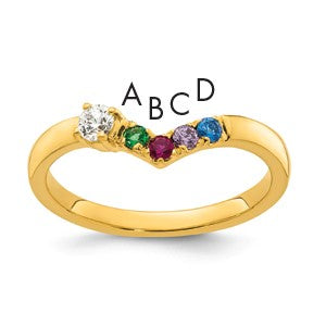 14k 4 Birthstone with Diamond  Mother's Ring Mounting
