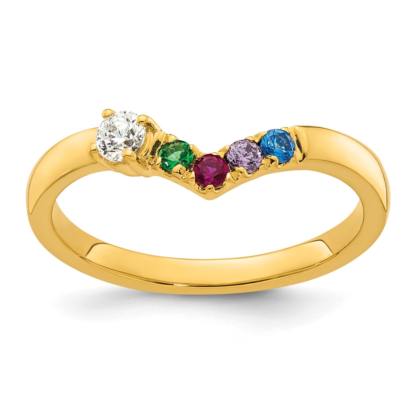 14k 4 Birthstone with Diamond  Mother's Ring Mounting