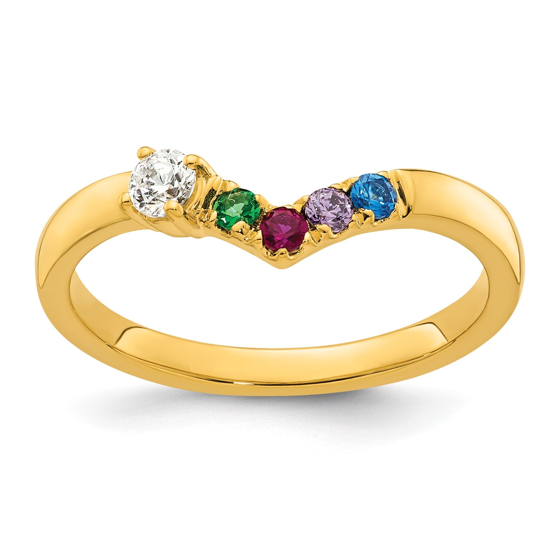 14k 4 Birthstone with Diamond  Mother's Ring Mounting