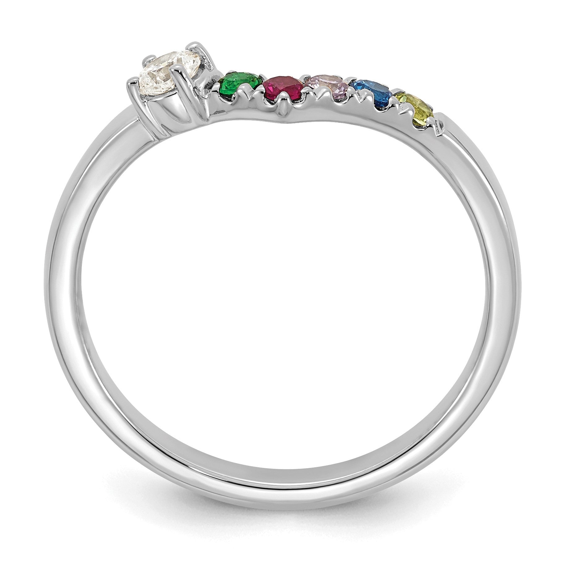 14k WG 5 Birthstone with Diamond with Mother's Ring Mounting