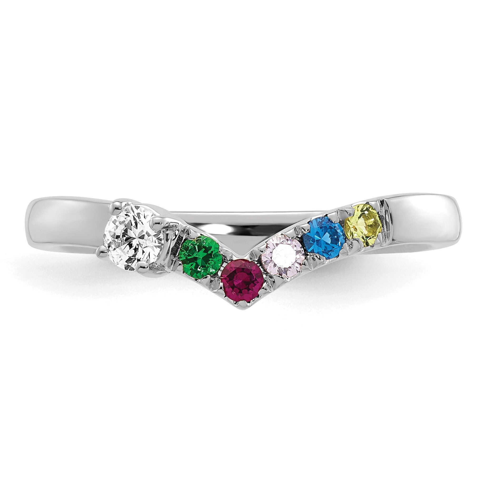 14k WG 5 Birthstone with Diamond with Mother's Ring Mounting