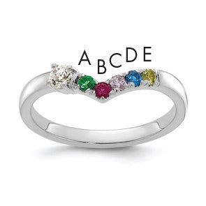 14k WG 5 Birthstone with Diamond with Mother's Ring Mounting