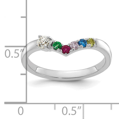 14k WG 5 Birthstone with Diamond with Mother's Ring Mounting