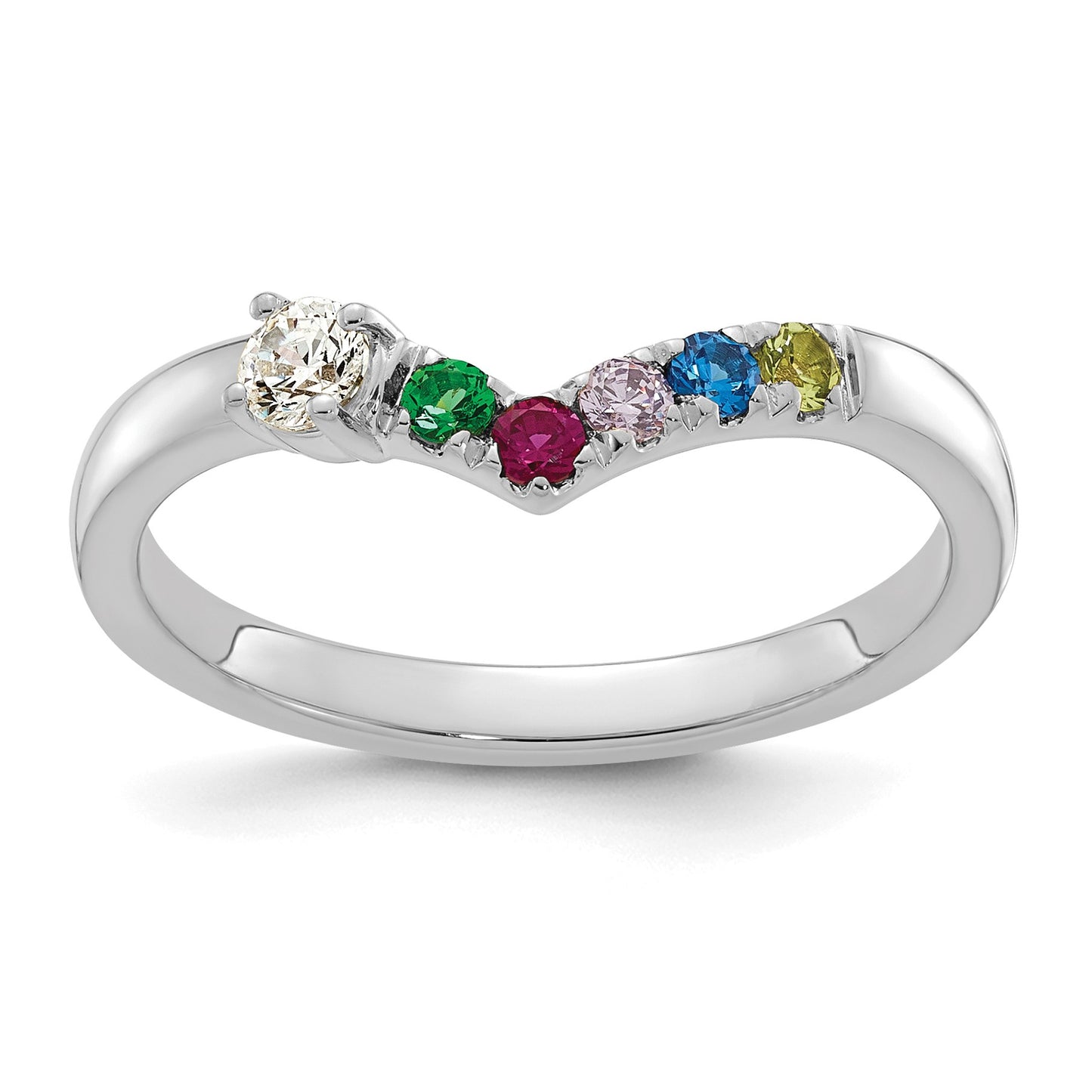 14k WG 5 Birthstone with Diamond with Mother's Ring Mounting