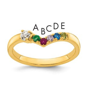 14k 5 Birthstone with Diamond  Mother's Ring Mounting