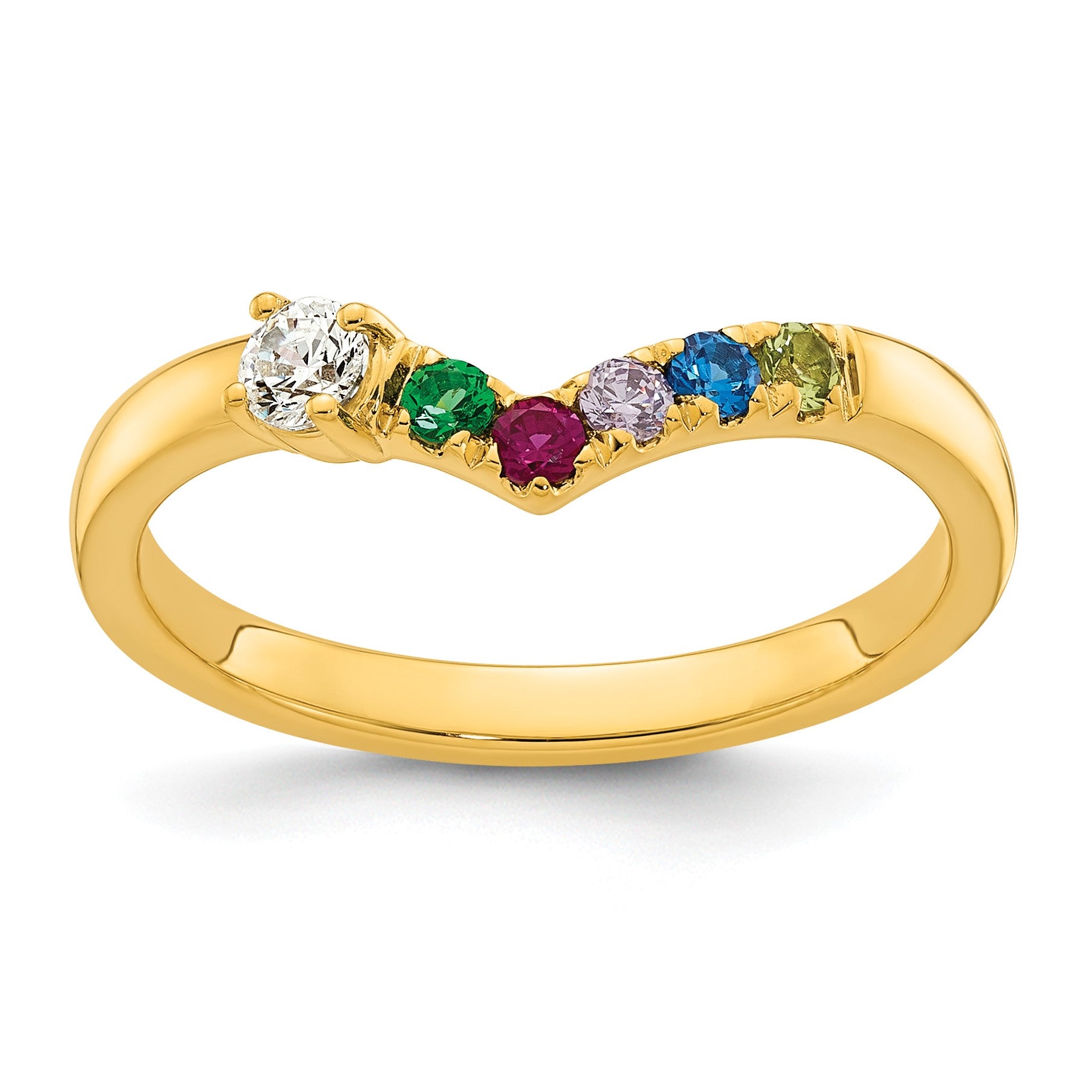 14k 5 Birthstone with Diamond  Mother's Ring Mounting