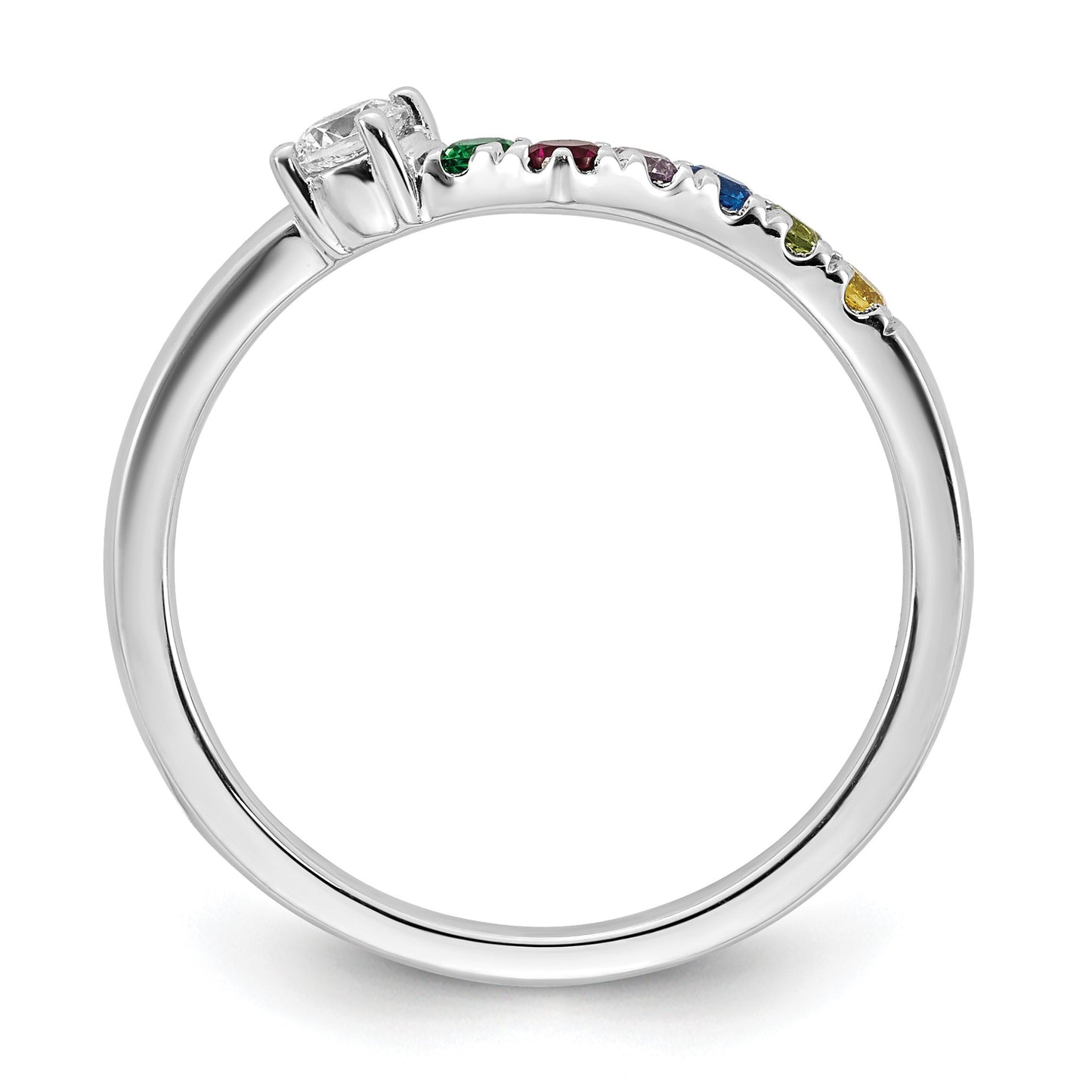 14k WG 6 Birthstone with Diamond with Mother's Ring Mounting