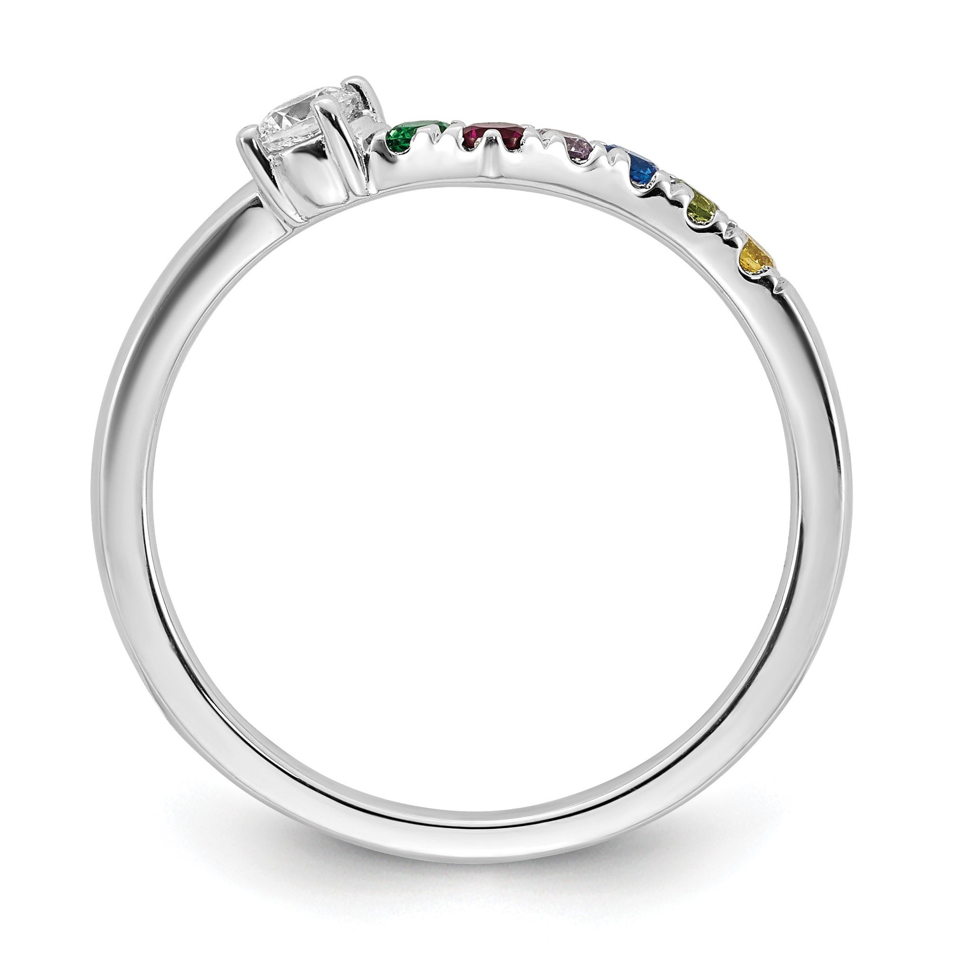 14k WG 6 Birthstone with Diamond with Mother's Ring Mounting