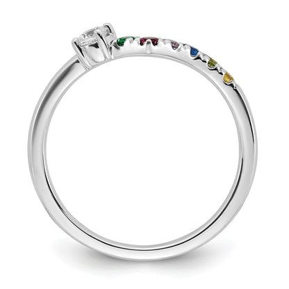 14k WG 6 Birthstone with Diamond with Mother's Ring Mounting