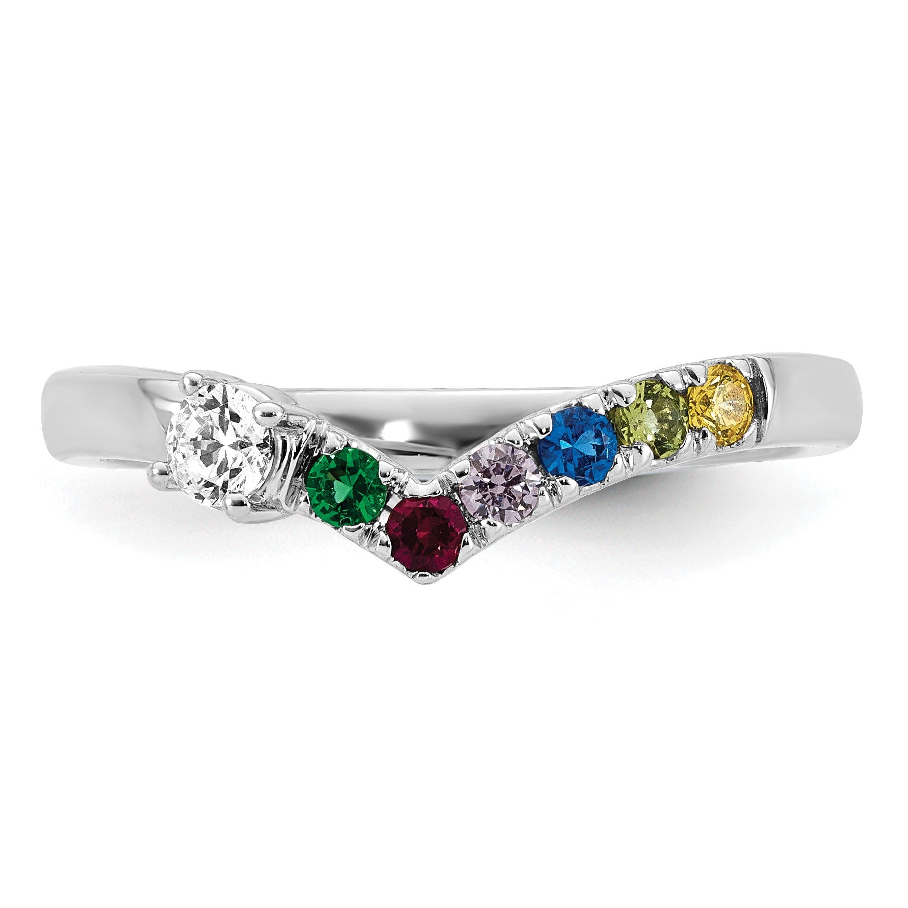 14k WG 6 Birthstone with Diamond with Mother's Ring Mounting