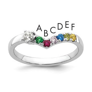 14k WG 6 Birthstone with Diamond with Mother's Ring Mounting