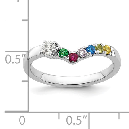 14k WG 6 Birthstone with Diamond with Mother's Ring Mounting