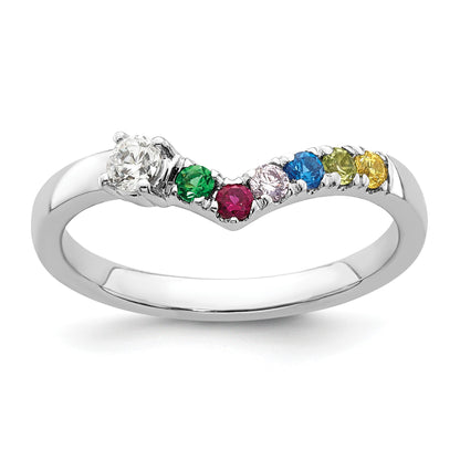 14k WG 6 Birthstone with Diamond with Mother's Ring Mounting