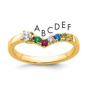 14k 6 Birthstone with Diamond  Mother's Ring Mounting