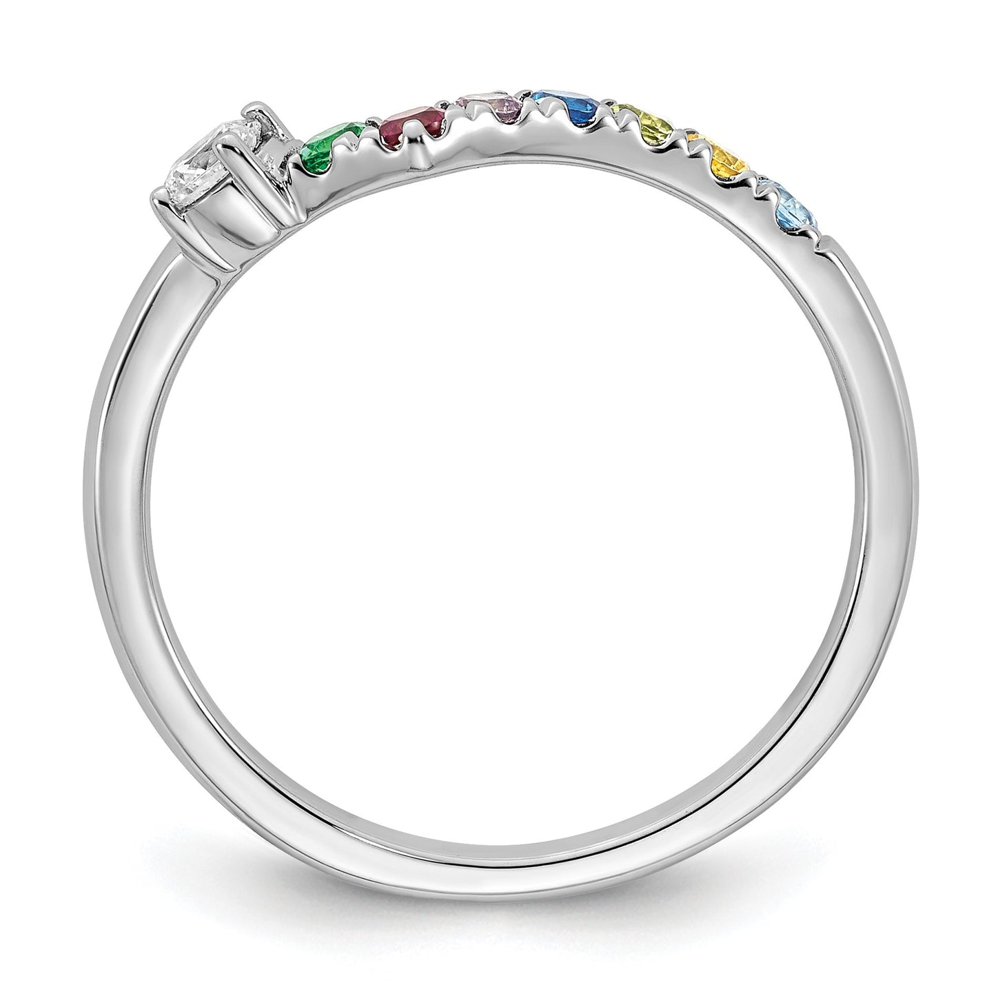 14k WG 7 Birthstone with Diamond with Mother's Ring Mounting