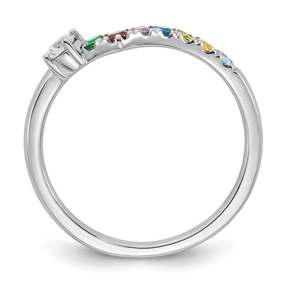 14k WG 7 Birthstone with Diamond with Mother's Ring Mounting