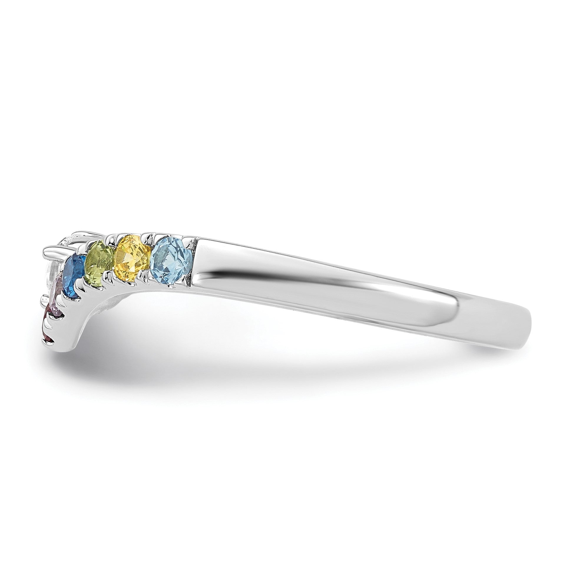 14k WG 7 Birthstone with Diamond with Mother's Ring Mounting
