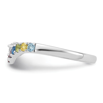 14k WG 7 Birthstone with Diamond with Mother's Ring Mounting