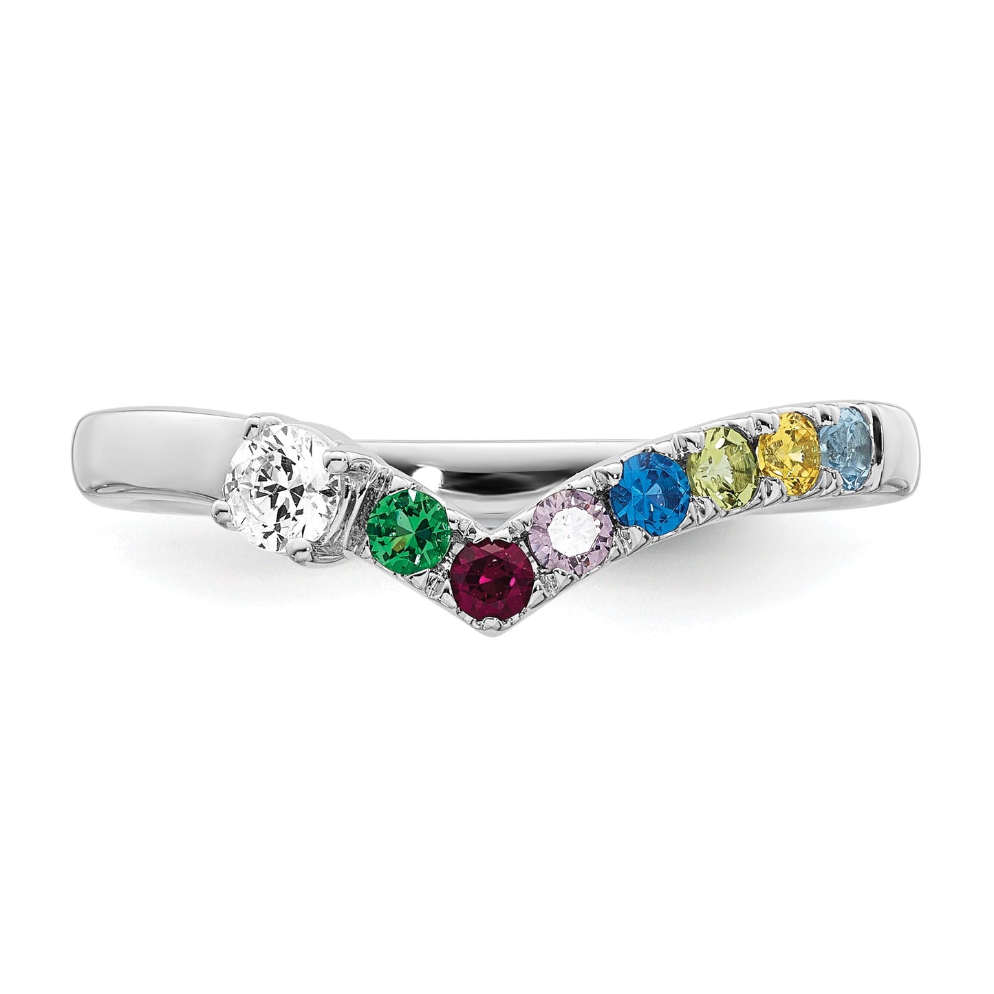 14k WG 7 Birthstone with Diamond with Mother's Ring Mounting