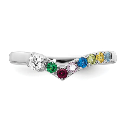 14k WG 7 Birthstone with Diamond with Mother's Ring Mounting