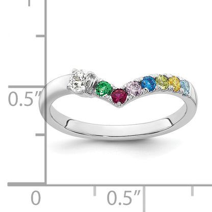 14k WG 7 Birthstone with Diamond with Mother's Ring Mounting