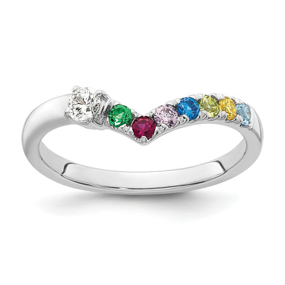 14k WG 7 Birthstone with Diamond with Mother's Ring Mounting