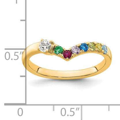 14k 7 Birthstone with Diamond  Mother's Ring Mounting