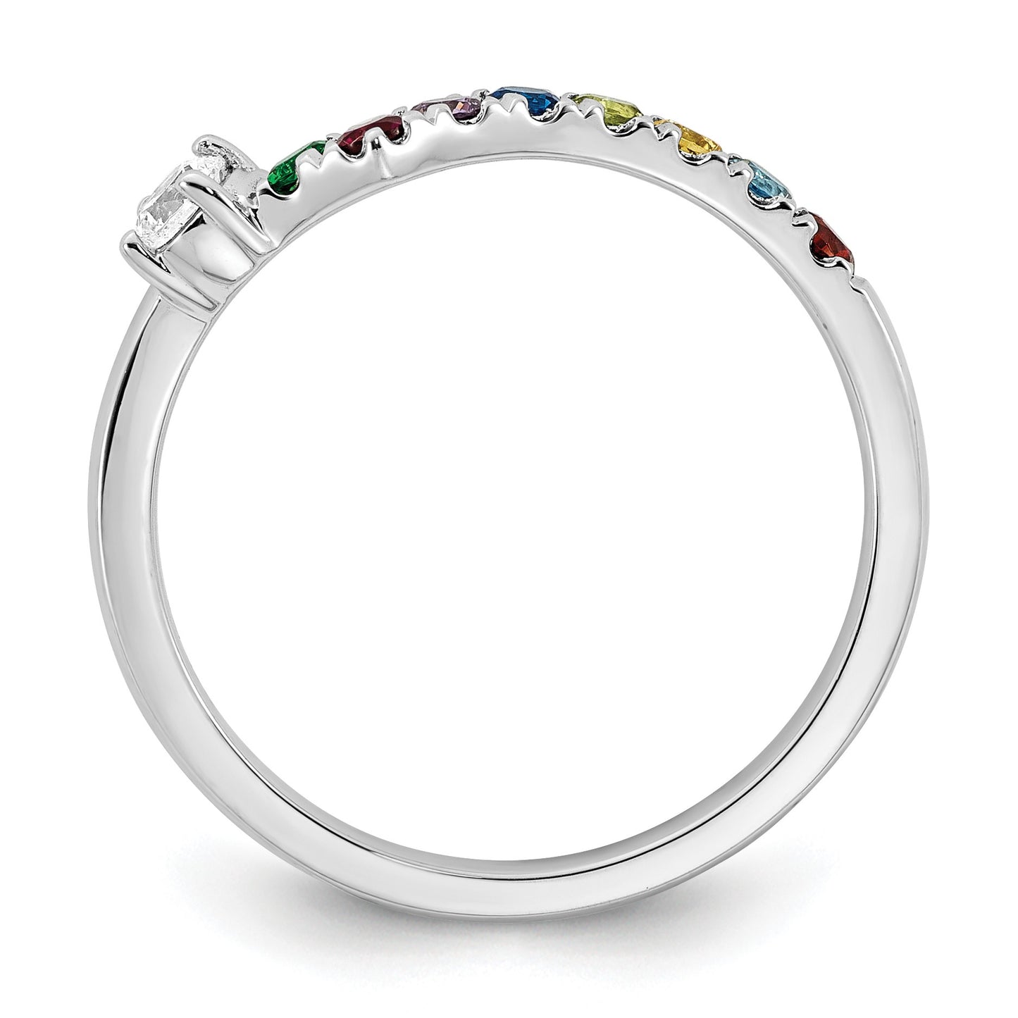 14k WG 8 Birthstone with Diamond with Mother's Ring Mounting