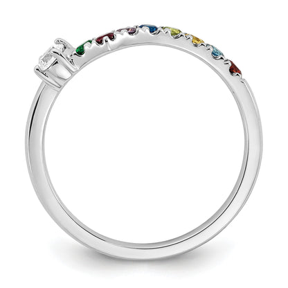 14k WG 8 Birthstone with Diamond with Mother's Ring Mounting
