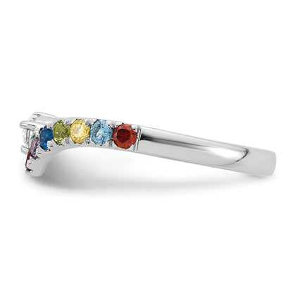 14k WG 8 Birthstone with Diamond with Mother's Ring Mounting