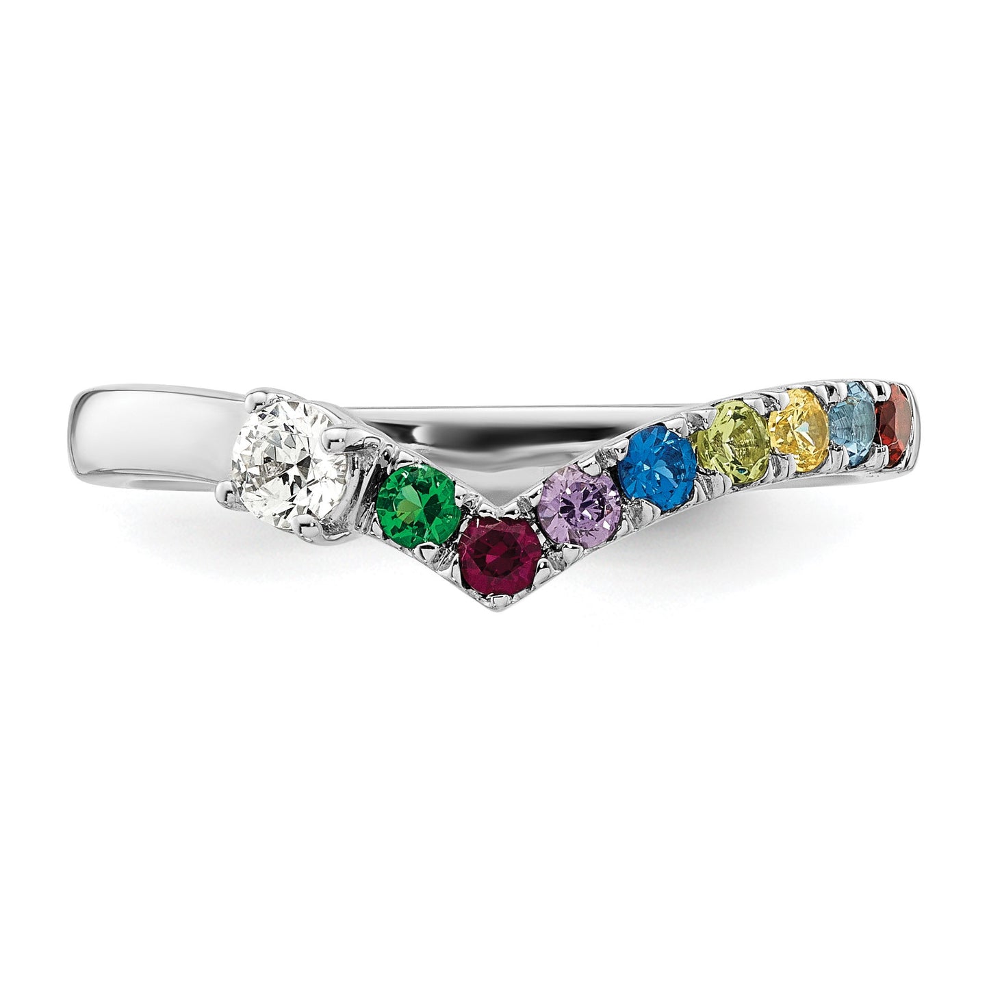 14k WG 8 Birthstone with Diamond with Mother's Ring Mounting