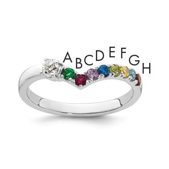 14k WG 8 Birthstone with Diamond with Mother's Ring Mounting