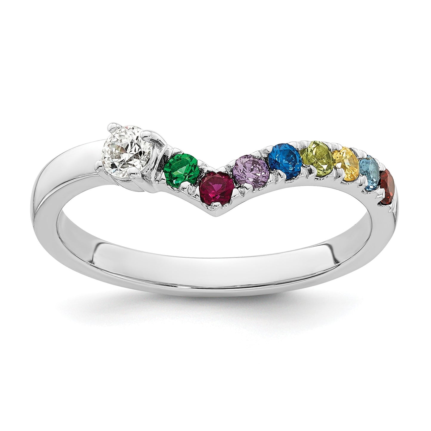 14k WG 8 Birthstone with Diamond with Mother's Ring Mounting