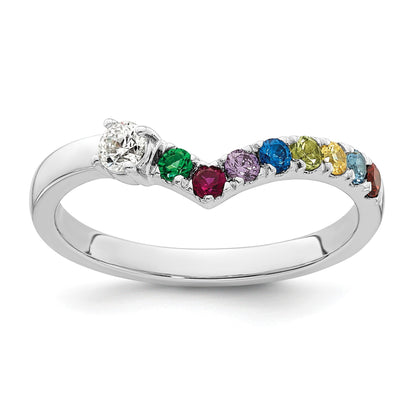 14k WG 8 Birthstone with Diamond with Mother's Ring Mounting