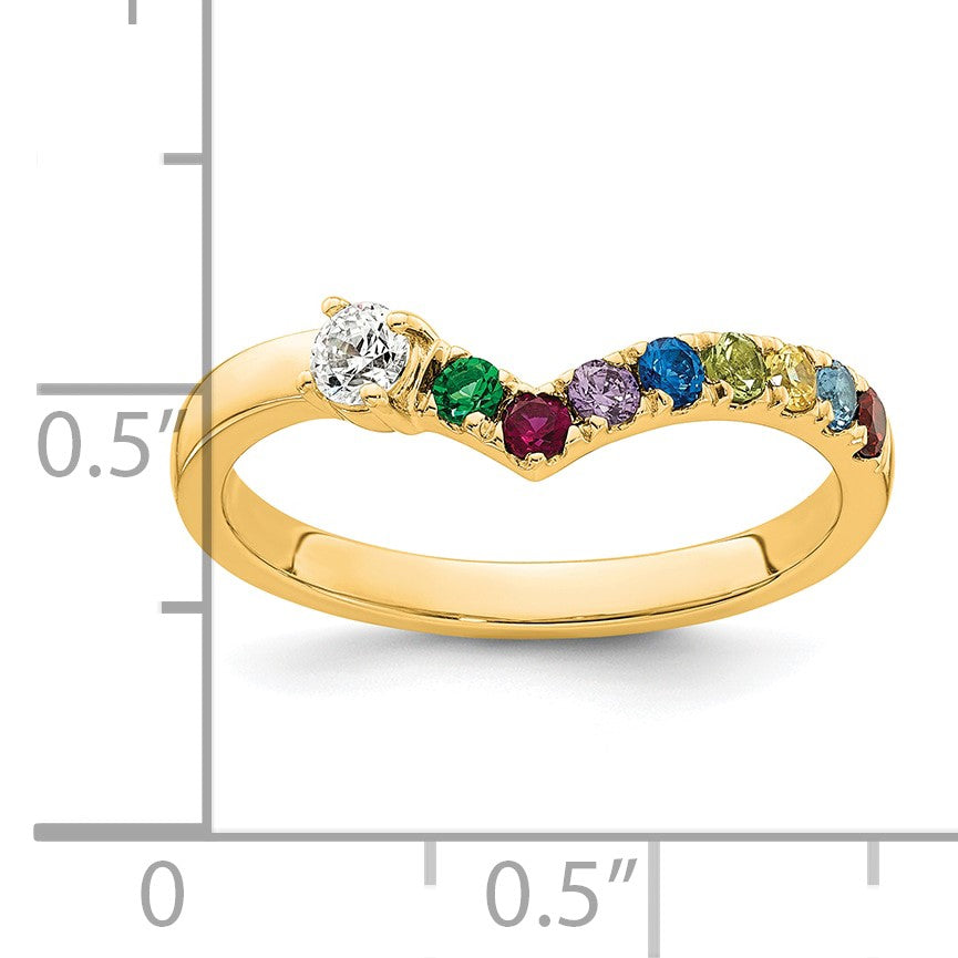 14k 8 Birthstone with Diamond  Mother's Ring Mounting