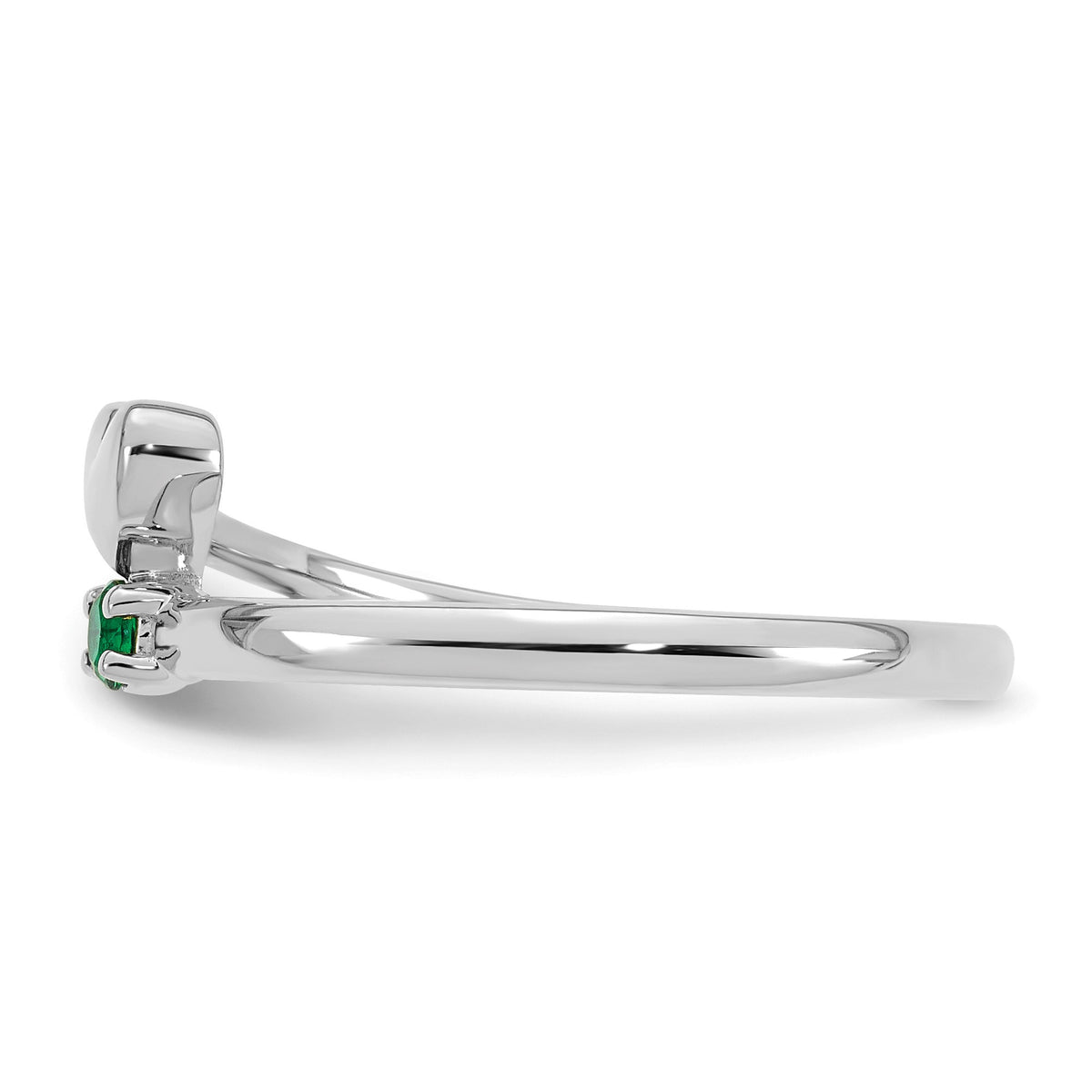 14k White Gold Heart with 1 Birthstone Mother's  Ring Mounting