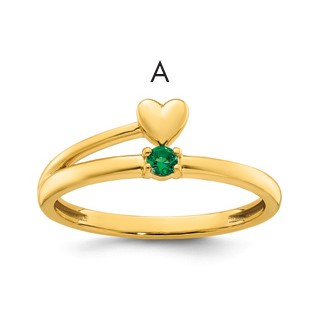 14k Heart with 1 Birthstone Mother's Ring Mounting