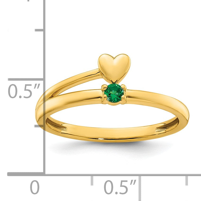 14k Heart with 1 Birthstone Mother's Ring Mounting