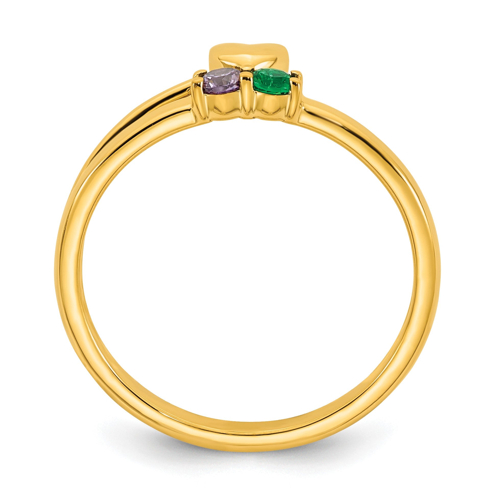 14k Heart with 2 Birthstone Mother's Ring Mounting