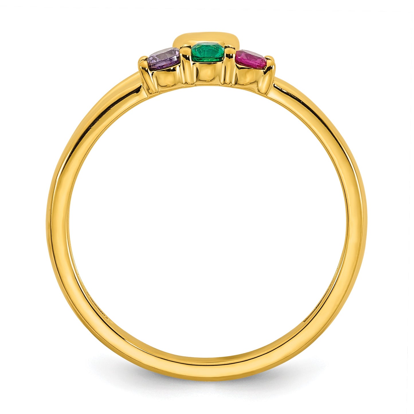 14k Heart with 3 Birthstone Mother's Ring Mounting