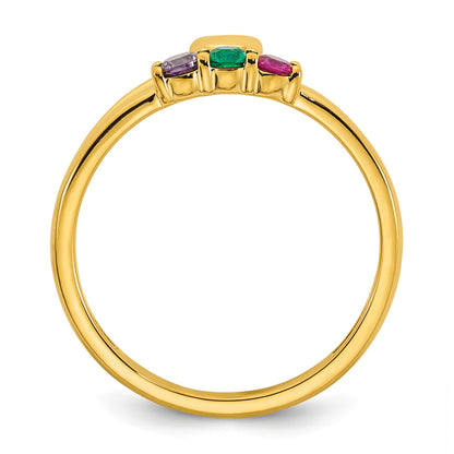 14k Heart with 3 Birthstone Mother's Ring Mounting