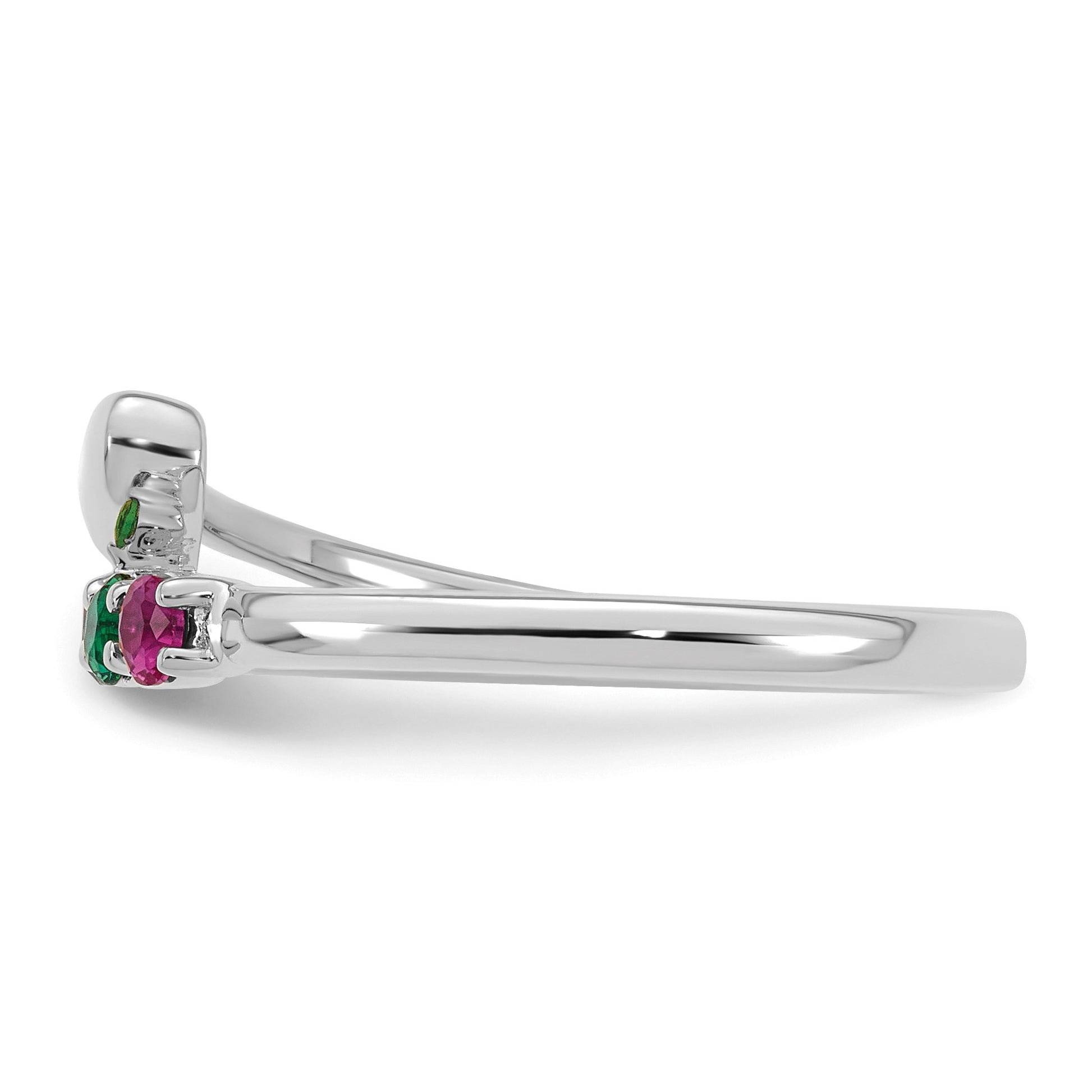 14k White Gold Heart with 4 Birthstone Mother's  Ring Mounting