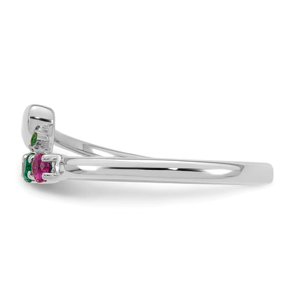 14k White Gold Heart with 4 Birthstone Mother's  Ring Mounting