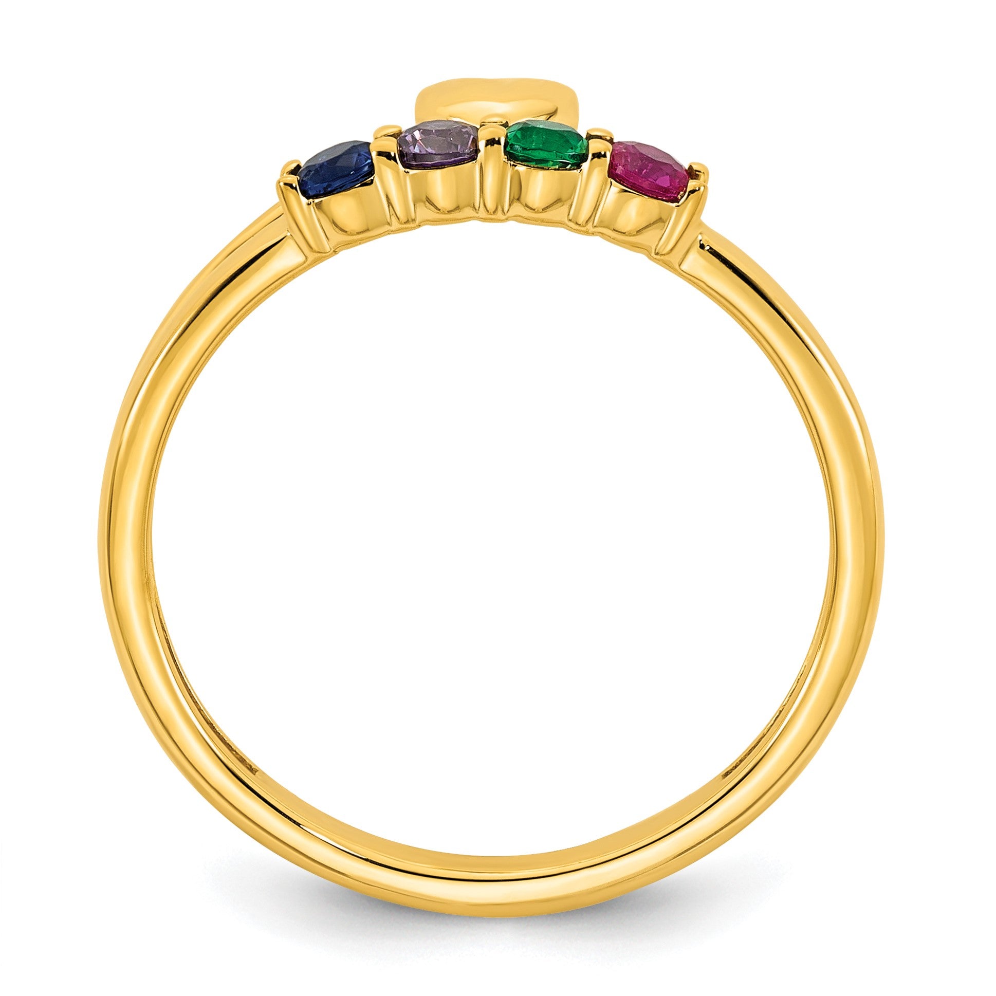 14k Heart with 4 Birthstone Mother's Ring Mounting