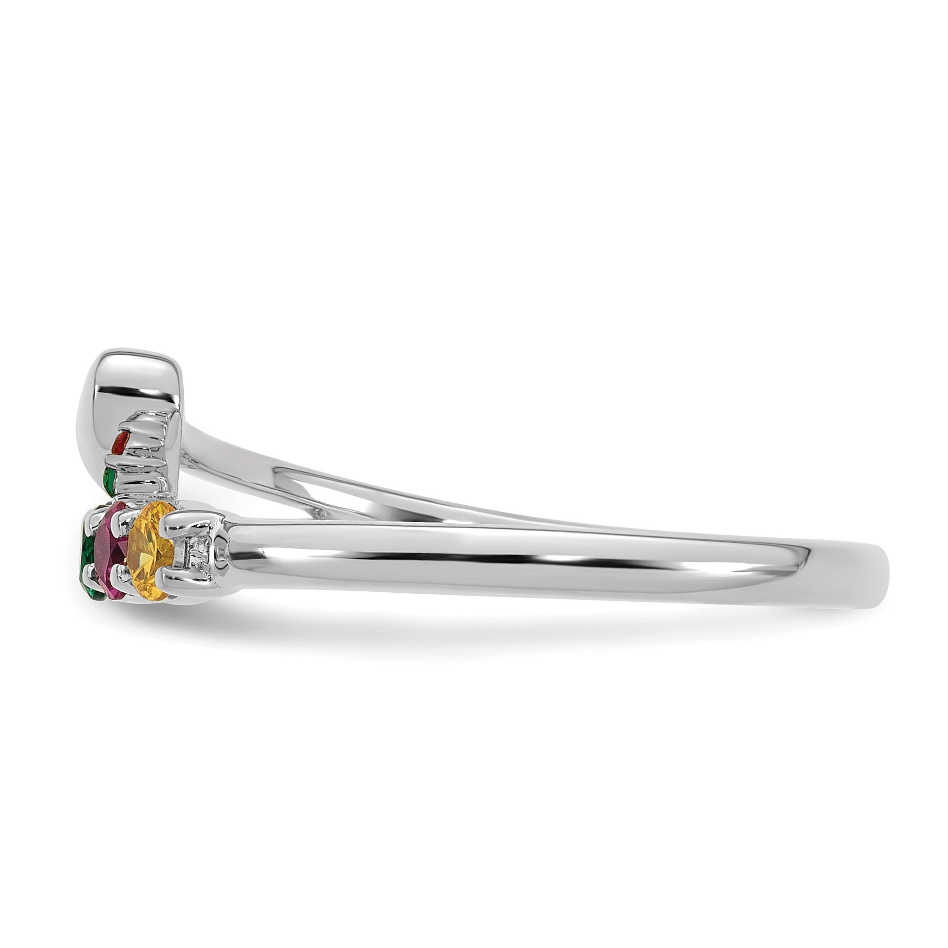 14k White Gold Heart with 5 Birthstone Mother's  Ring Mounting