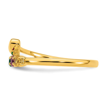 14k Heart with 5 Birthstone Mother's Ring Mounting