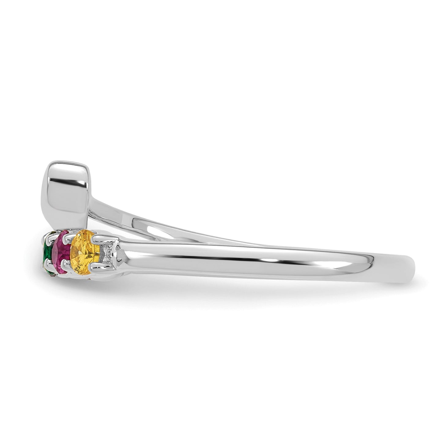 14k White Gold Heart with 6 Birthstone Mother's  Ring Mounting