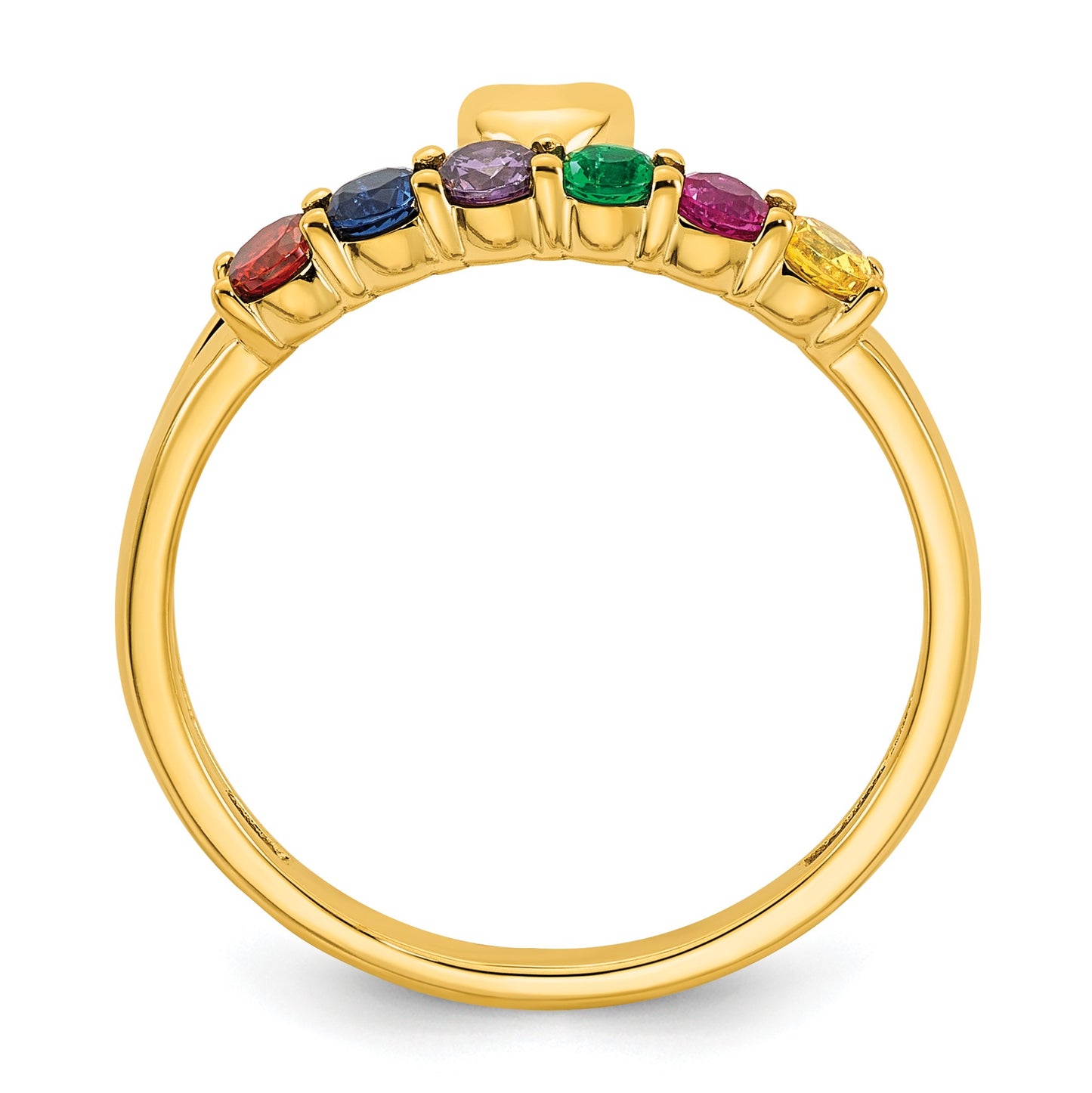 14k Heart with 6 Birthstone Mother's Ring Mounting